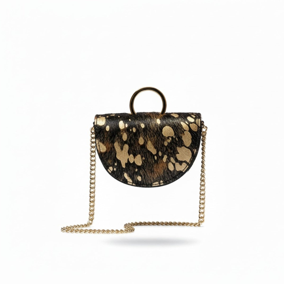 Cartera Killa Negro y Dorado — Cuero animal print, hecho a mano en Lima - Quranteby