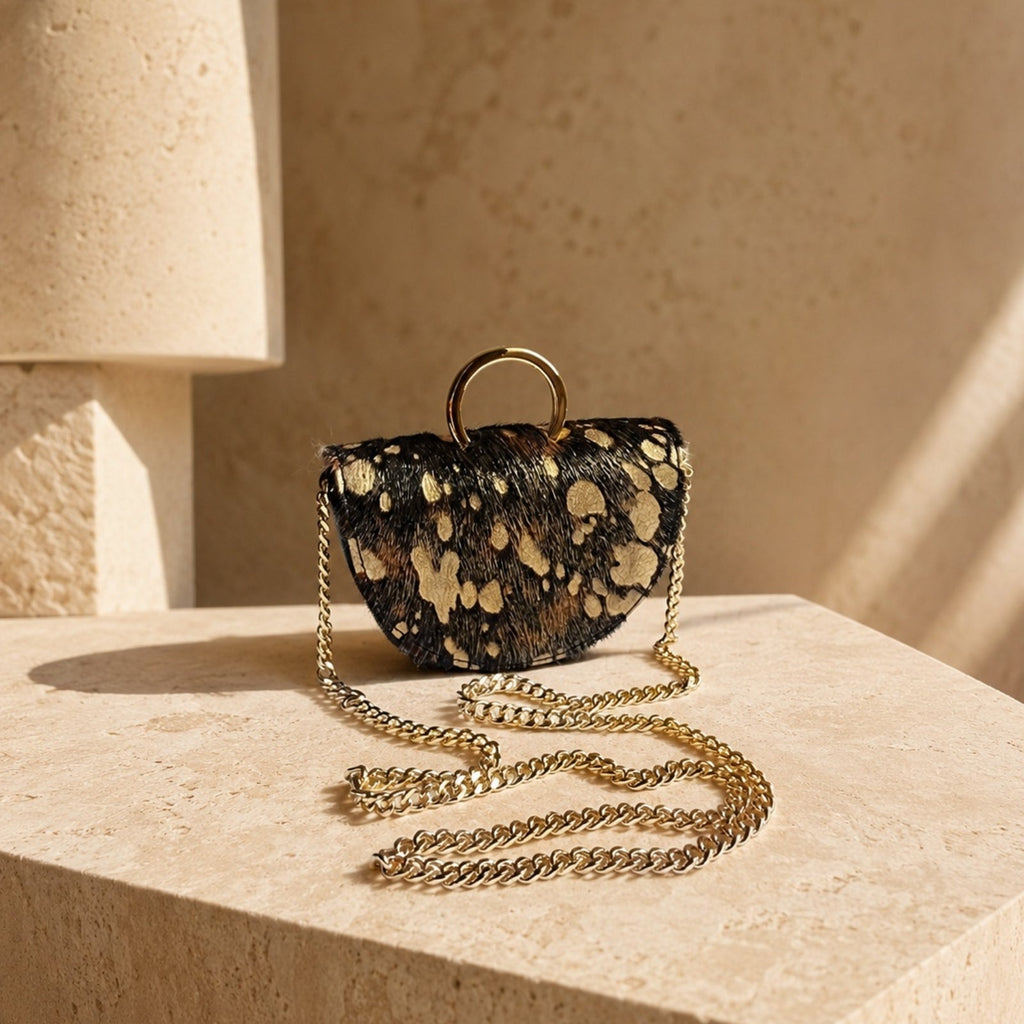 Cartera Killa Negro y Dorado — Cuero animal print, hecho a mano en Lima - Quranteby