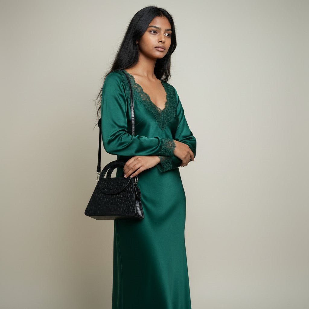 Cartera Mistral Negra — Cuero croco, hecho a mano en Lima - Quranteby