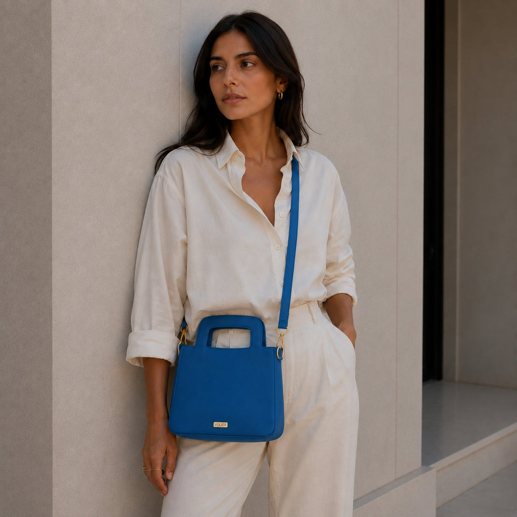 Cartera Nova Azul — Caucho natural de shiringa, hecho a mano en Perú - Quranteby