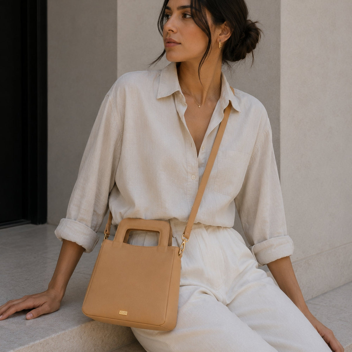 Cartera Nova Beige — Caucho natural de shiringa, hecho a mano en Perú - Quranteby